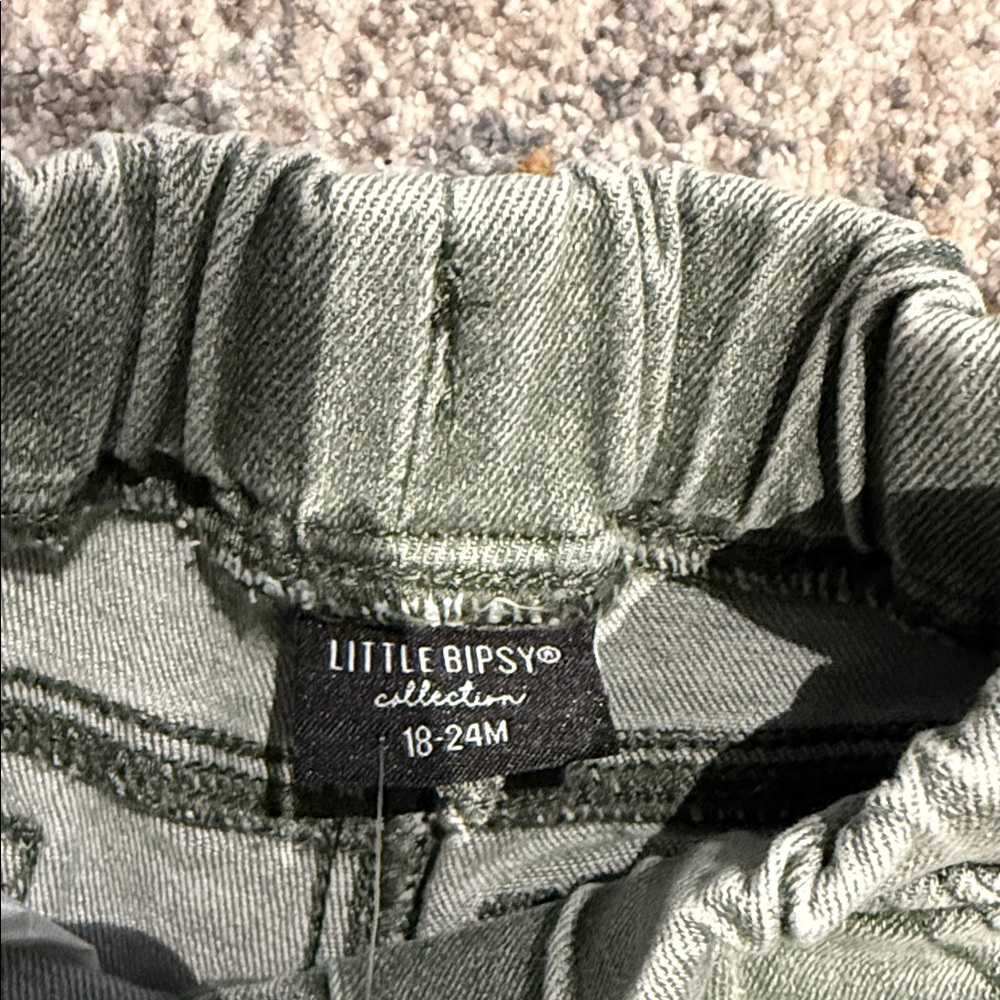 Little Bipsy Green Distressed Kids Shorts - Picture 2 of 3